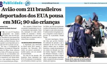 Avião com 211 brasileiros  deportados dos EUA pousa  em MG; 90 são crianças