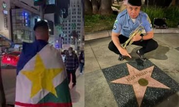 Sargento faz homenagem à polícia de Roraima na “calçada da fama”, em Hollywood