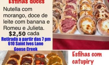 Deliciosas esfihas feitas na hora com vários sabores a escolher, temos salgadas