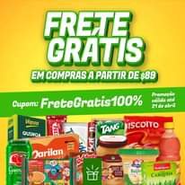 May be an image of ‎text that says '‎FRETE GRATIS EM COMPRAS A PARTIR DE $89 CupoT: FreteGratis100% 100% Vapza Promoção válida até 21 de abril QUINOA DIVGIVAL TANG ISCOITO Polvilho Percata ปินหนิ่ง Darilan ባሩሬ 時 NISSIN DA Guar monica MOME 350 نعلية PK DOCE LEITE Beijir Madrugada ada CARQUEJA‎'‎